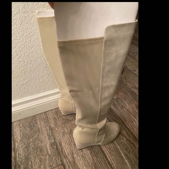 Charming Charlie wedge heeled boot in Cream - Picture 5 of 7